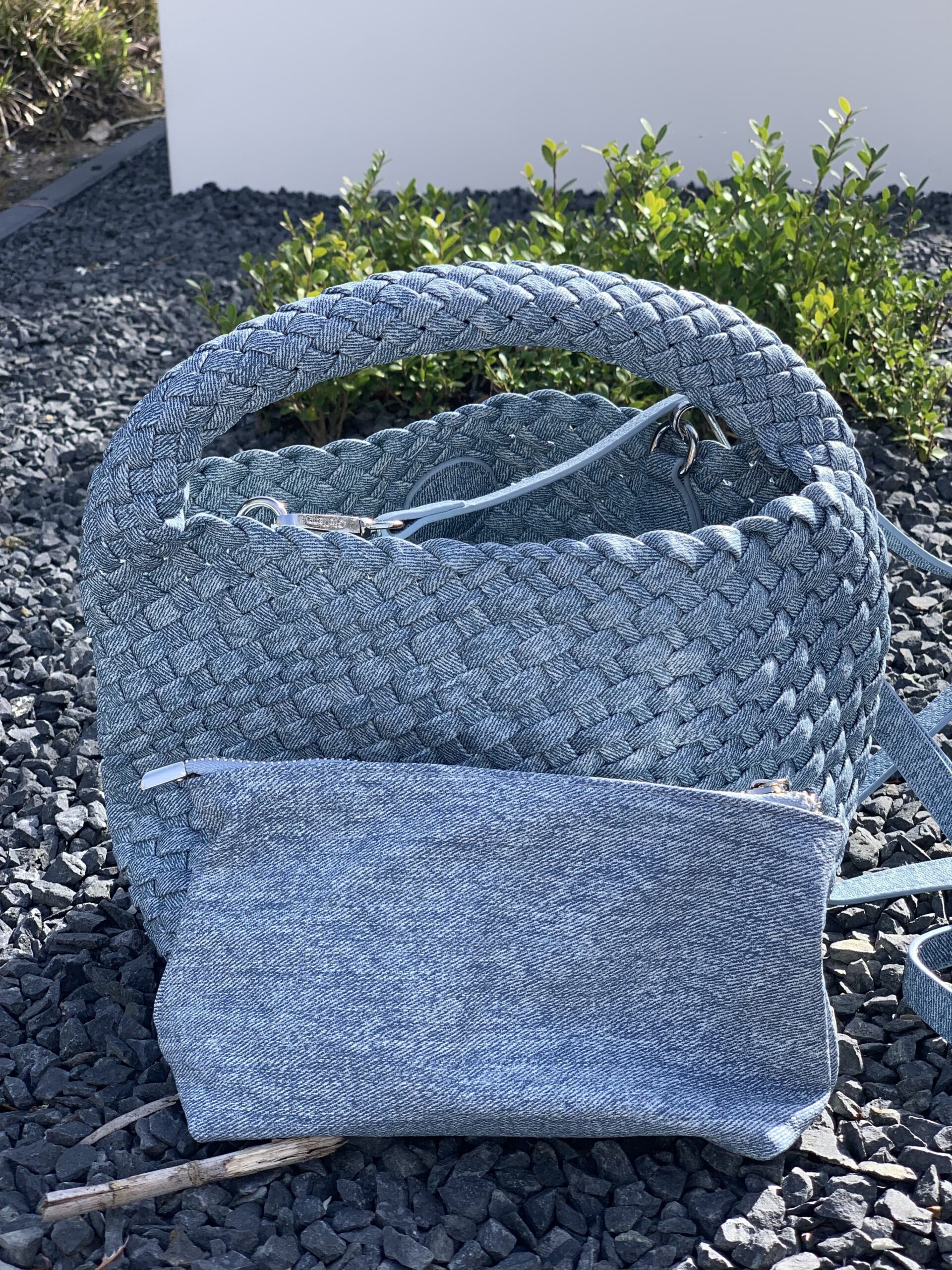 Tas Gevlochten Schoudertas Lichtblauw - Afbeelding 4