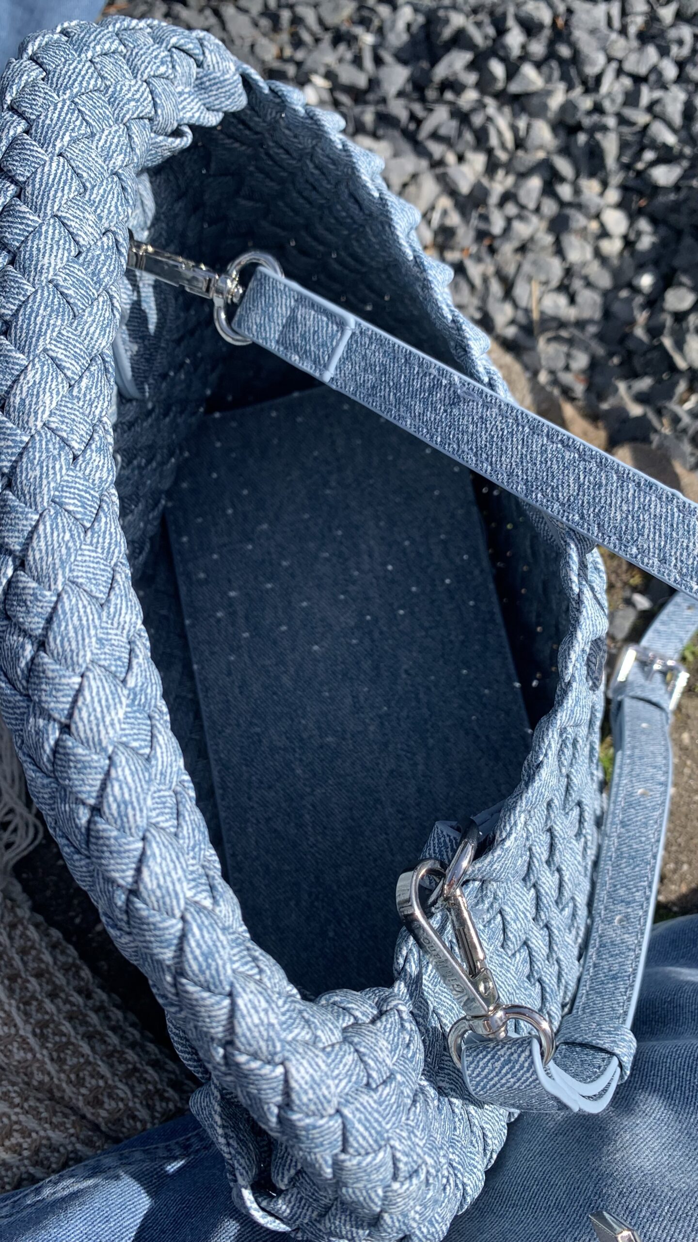 Tas Gevlochten Schoudertas Lichtblauw - Afbeelding 2