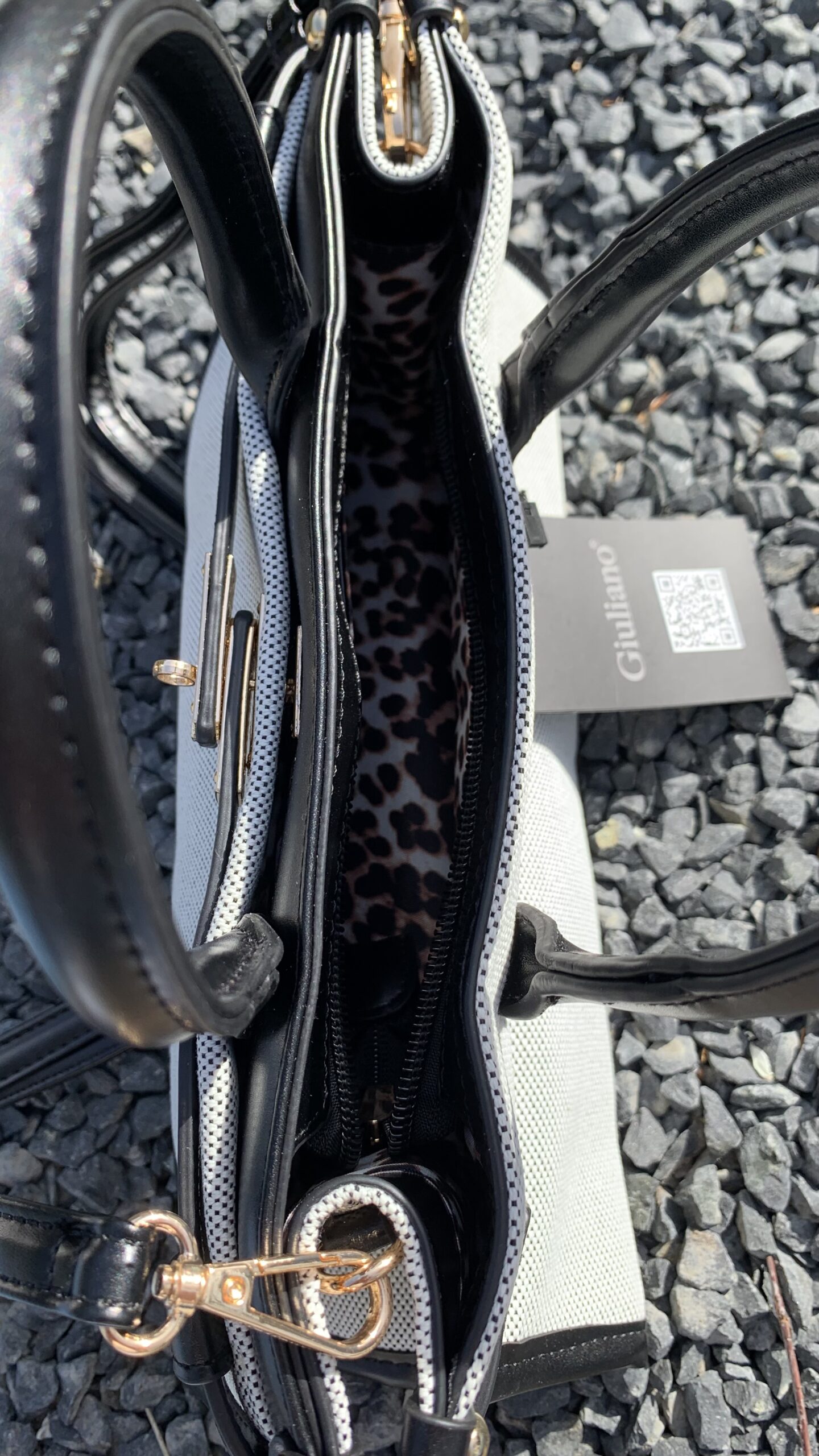 Tas Smal Lang Model Zwart/ Ecru - Afbeelding 5