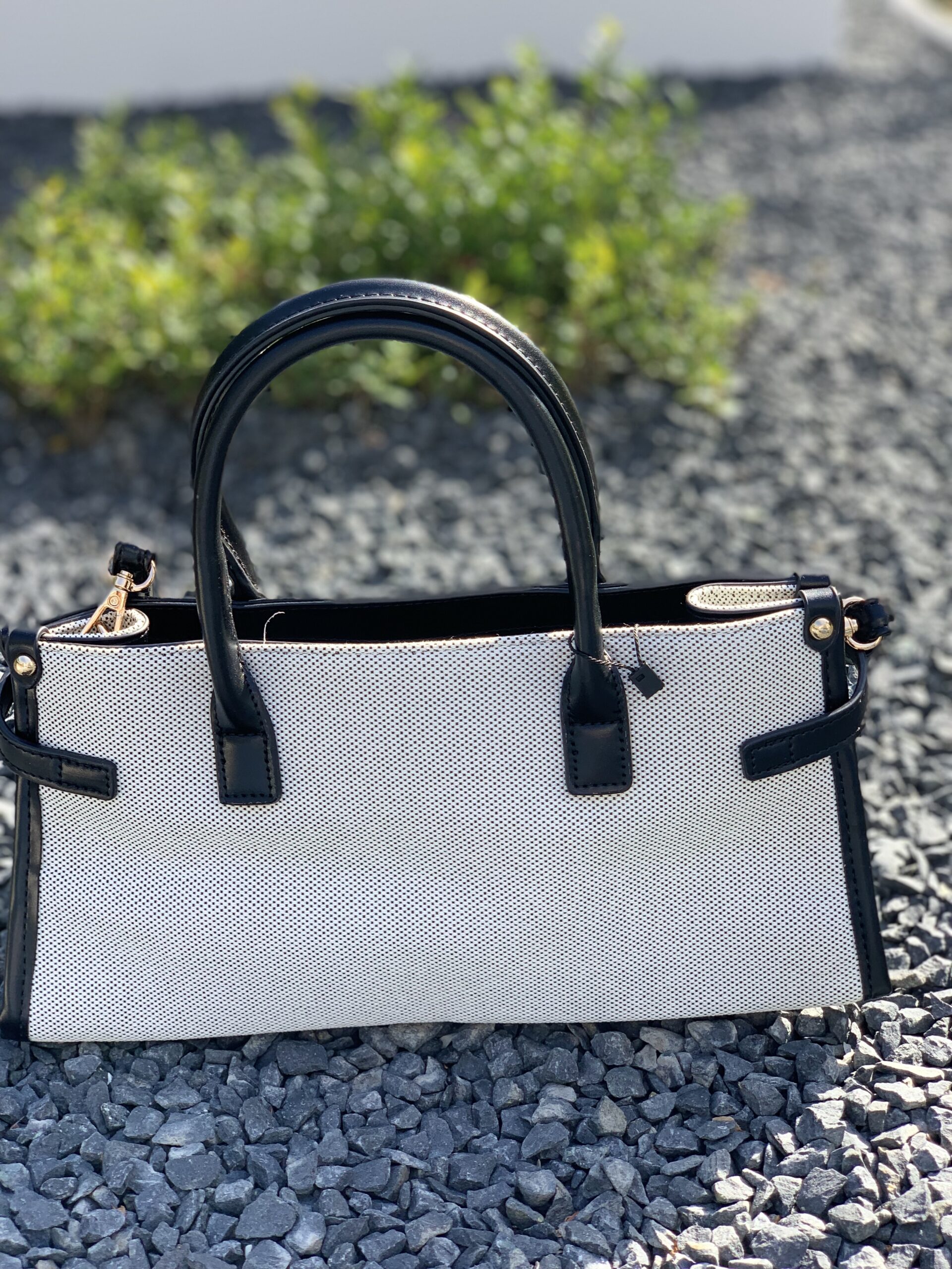 Tas Smal Lang Model Zwart/ Ecru - Afbeelding 3